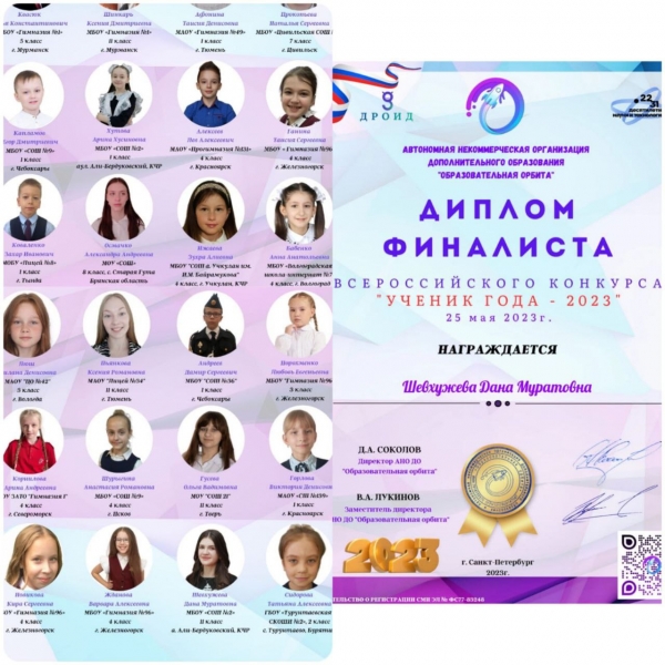 Подведены результаты Всероссийского конкурса "Ученик года - 2023"!